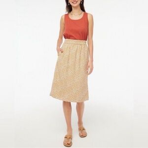 NWT J.Crew Factory Tan Floral Pull-on elastic waist skirt - Size S